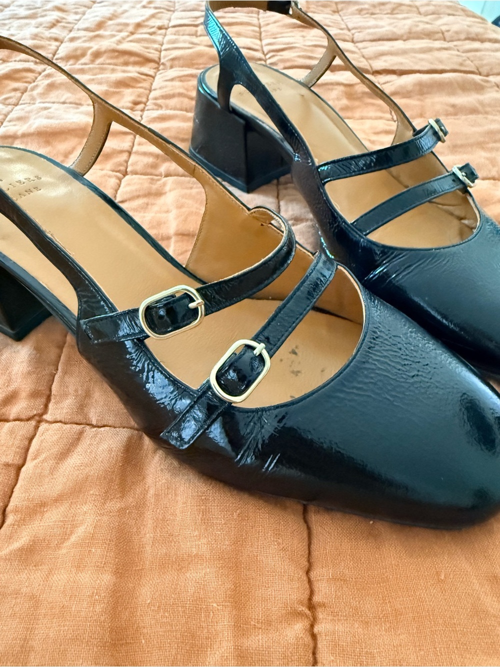 Sézane Paula Babies Black Patent Slingback Mary Jane Heels Size 8 / 39 - Picture 5 of 12